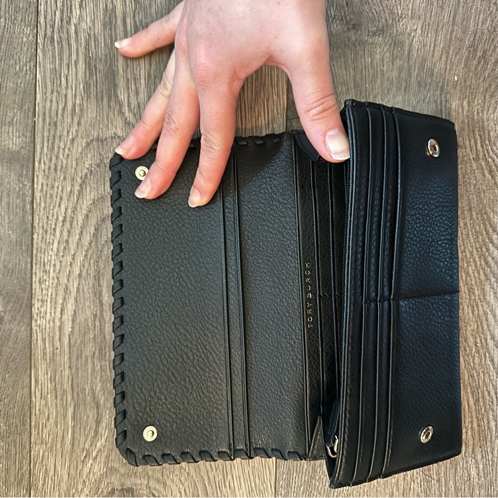 Tory Burch Marion Black Leather Clutch - Picture 2 of 2
